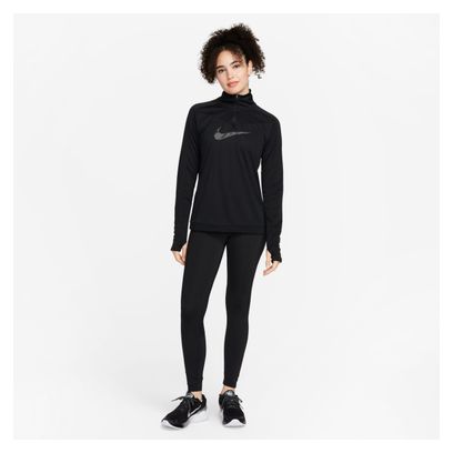 Camiseta con 1/2 cremallera Nike Dri-Fit Swoosh Negro, Mujer