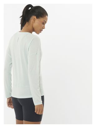 T-Shirt Technique Manches Longues Femme Salomon Cross Run Bleu Clair