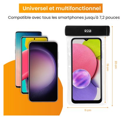 Housse étanche pour smartphone avec cordon R2B Lot de 2