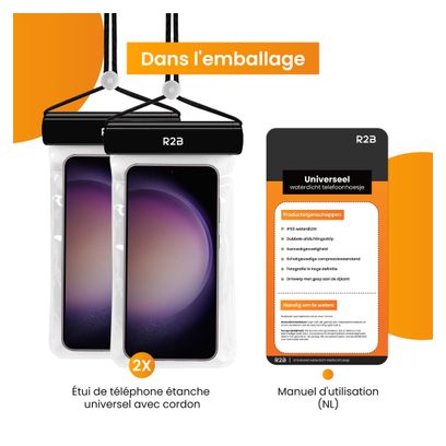 Housse étanche pour smartphone avec cordon R2B Lot de 2
