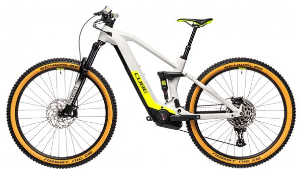 Cube Stereo Hybrid 140 HPC Race 625 Electric Full Suspension MTB Sram NX/SX Eagle 12S 625 Wh 29'' Grey Yellow 2021