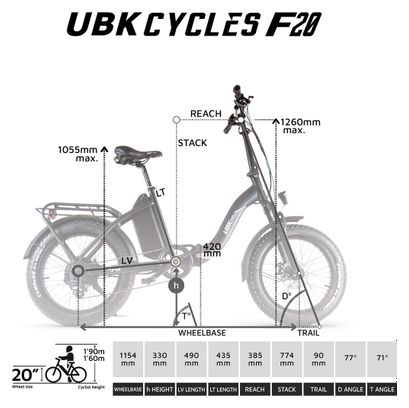 UBK Cycles F20 | VAE pliable Fatbike | 100KM Autonomie