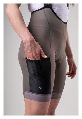 Pantaloncini da ciclismo da donna LeBram Off-Road Cargo, marrone talpa