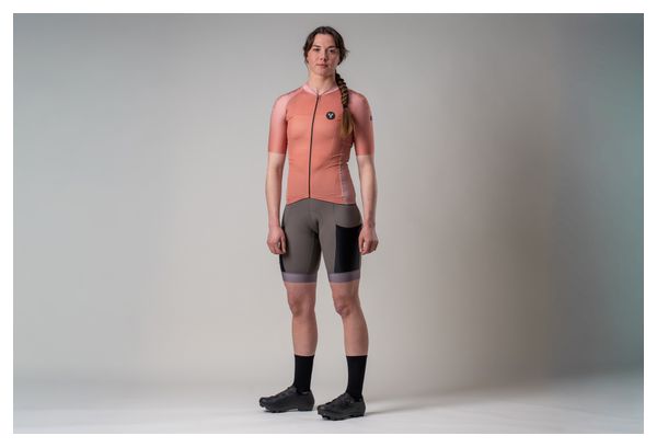 Pantaloncini da ciclismo da donna LeBram Off-Road Cargo, marrone talpa