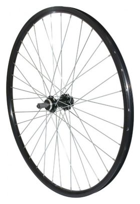 Roue vtt 27.5  p2r disc arriere alu noire double paroi moy 36rayons alu 6trous roue libre 8-7-6v.