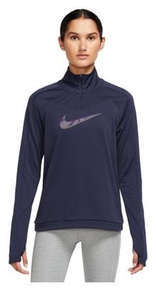 Camiseta con 1/2 cremallera <strong>Nike Dri-Fit Swoosh Azul Púrpura</strong>, Mujer