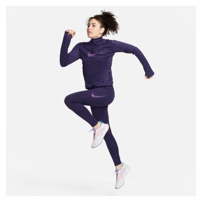 Haut 1/2 Zip Femme Nike Dri-Fit Swoosh Bleu Violet