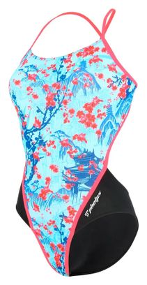 Michael Phelps Sakura Badeanzug für Damen mit offenem Rücken Blau / Schwarz