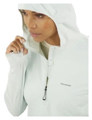Women's Salomon Sense Aero Hybrid Blue 1/2 Zip Hooded Jacket