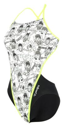 Michael Phelps Manga Open Back Women's One-Piece Swimsuit White / Black