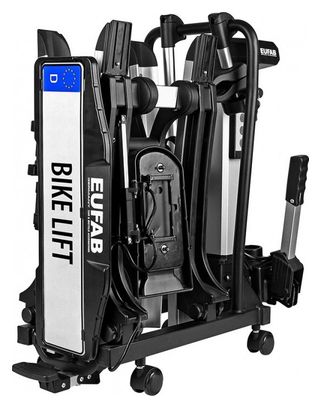 Eufab Bike Lift Towbar Bike Rack 13 Pin - 2 Bikes (E-Bikes Compatible) Black Silver
