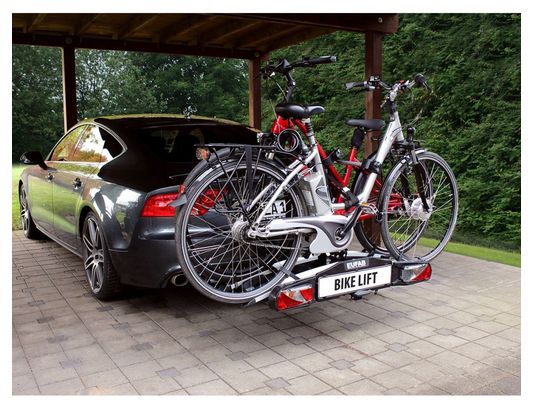 Eufab Bike Lift Trekhaak Fietsendrager 13 Pin - 2 Fietsen (E-Bikes Compatibel) Zwart Zilver