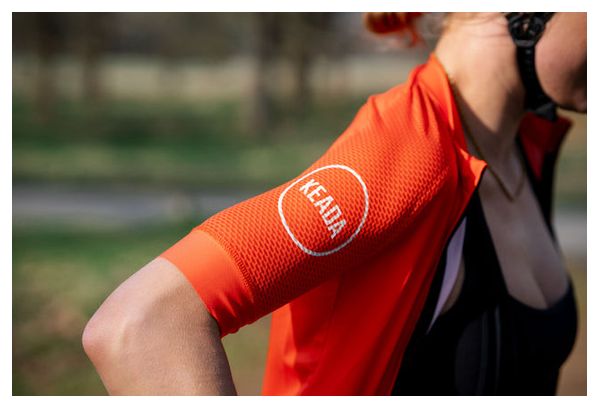 Maillot de cyclisme femme essentiel à manches courtes - Orange