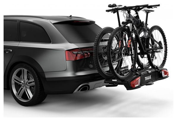 Thule VeloSpace XT Fahrradträger für Anhängerkupplung, 13-polig, 2 Fahrräder (kompatibel mit E-Bikes), schwarz