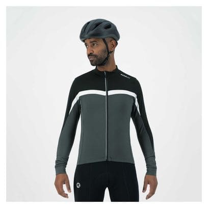 Maillot Manches Longues Velo Rogelli Course - Homme - Noir/Gris/Blanc