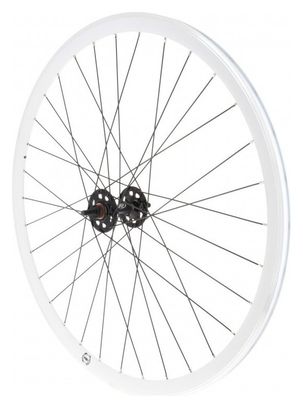 Roue avant fixie jante blanche moyeu noir Rodi