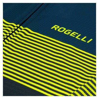 Maillot Manches Courtes Velo Rogelli Boost - Homme - Bleu/Jaune fluo