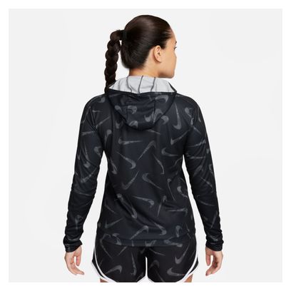 Sudadera con capucha <strong>Nike Dri-Fit Swoosh Print Pacer Mujer</strong> Negra