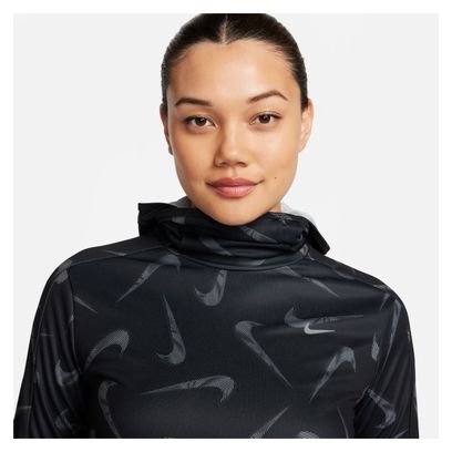 Haut à capuche Femme Nike Dri-Fit Swoosh Print Pacer Noir