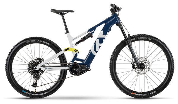 VTT Électrique Tout-Suspendu Husqvarna Mountain Cross MC2 Sram SX Eagle 12V  630 Wh Bleu/Blanc 2023