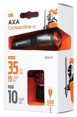 AXA kit d'éclairage Compactline usb 35 lux noir