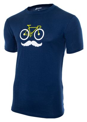 Rubb'r Moustache Short Sleeve T-Shirt Blue