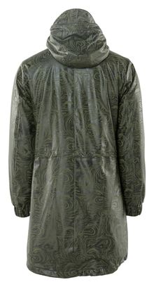 Pioggia lunga trapuntata Parka Oil Camo Green