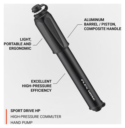 Hand pump Lezyne Sport Drive HP S 120 psi Black