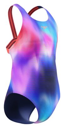 Maillot de Bain Speedo Printed Leaderback Bleu/Rose Fille