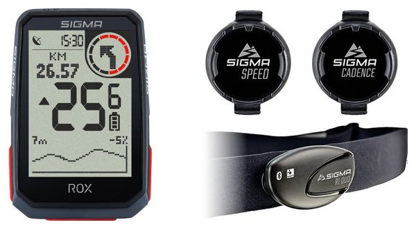 Compteur GPS Sigma ROX 4.0 Pack Cadence Vitesse Cardio Noir