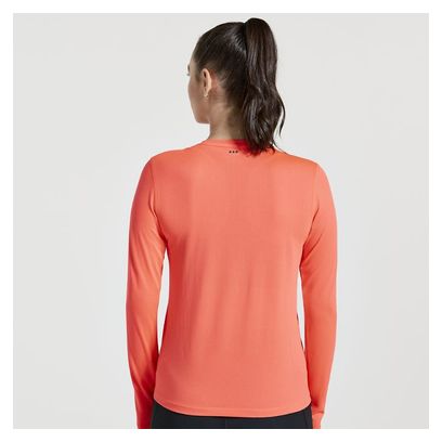 Maillot Manches Longues Saucony Stopwatch Graphic Run Rouge Femme
