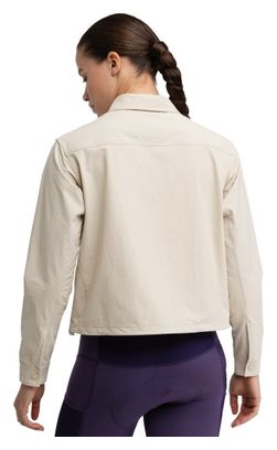 Surchemise été cyclisme gravel femme Emberly Beige Beige