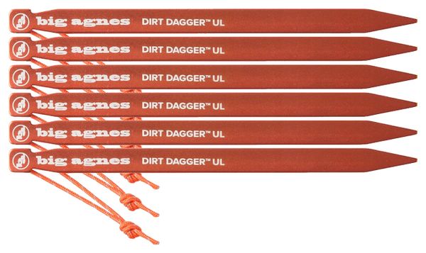 Set of 6 Big Agnes Dirt Dagger UL 7.5'' Orange
