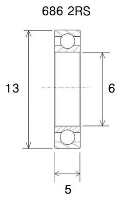 Roulement céramique - Blackbearing - 686 2rs / - 6 x 13 x 5 mm