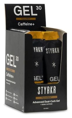 Styrkr GEL30 Caffeine Dual-Carb Gel énergétique Boîte de 12 pièces