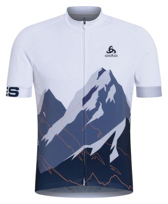 Maillot Manches Courtes Odlo Performance Alpes - Blanc/Bleu
