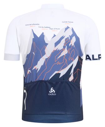 Maillot Manches Courtes Odlo Performance Alpes - Blanc/Bleu
