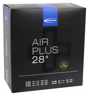 Chambre à Air Schwalbe Air Plus 28'' AV17 Valve Shrader 40mm