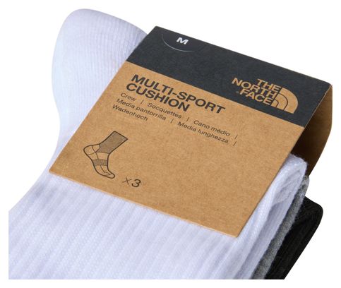 Calcetines de media caña The North Face Multi Sport Unisex Gris/Blanco/Negro (3 Pares)
