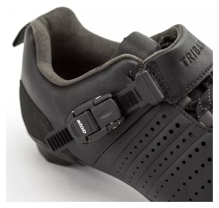 Triban 520 Lederen Veters en SPD Gesp Touring Racefiets Schoenen Zwart