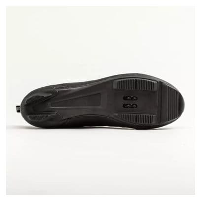 Zapatillas Triban 520 de cuero para bicicleta de carretera con cordones y hebilla SPD Touring Black