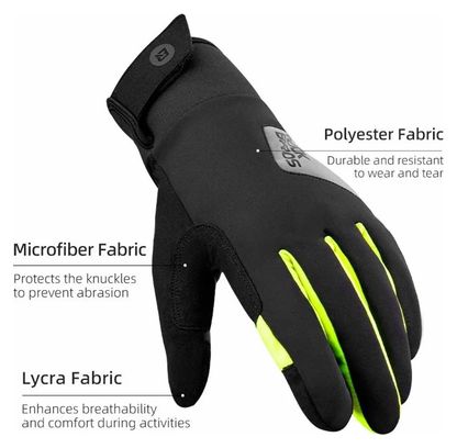 Cycling gloves full finger touchscreen warm black