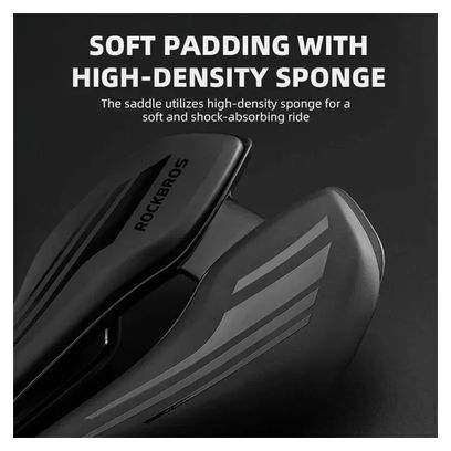 Selle de vélo creuse en cuir PU et éponge antichoc Rockbros- noir