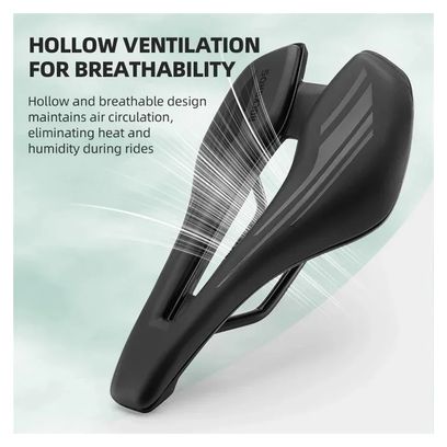 Selle de vélo creuse en cuir PU et éponge antichoc Rockbros- noir