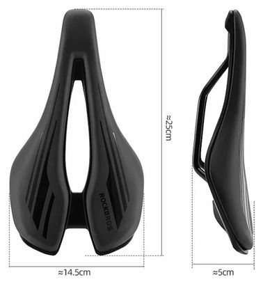 Selle de vélo creuse en cuir PU et éponge antichoc Rockbros- noir