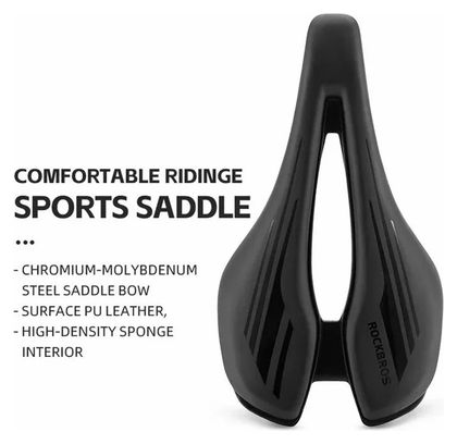 Selle de vélo creuse en cuir PU et éponge antichoc Rockbros- noir