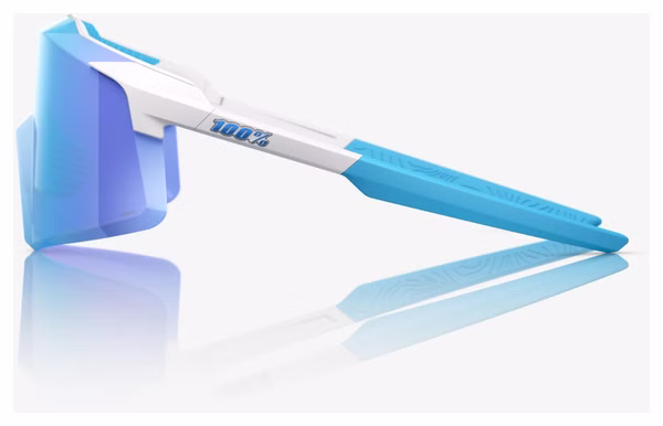 Lunettes 100% Aerocraft Matte Blanc / Verres HiPER Bleu Mirror
