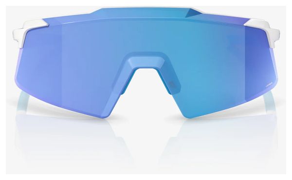 Lunettes 100% Aerocraft Matte Blanc / Verres HiPER Bleu Mirror