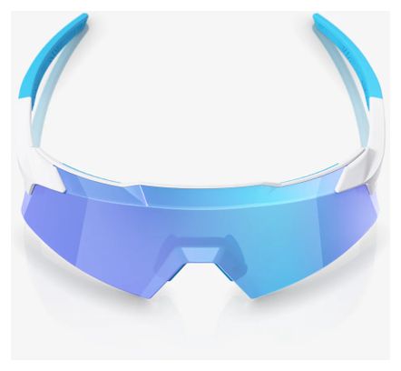 Lunettes 100% Aerocraft Matte Blanc / Verres HiPER Bleu Mirror