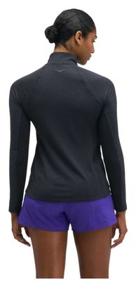 Hoka SkyForm Damen-Oberteil mit halbem Reißverschluss, schwarz
